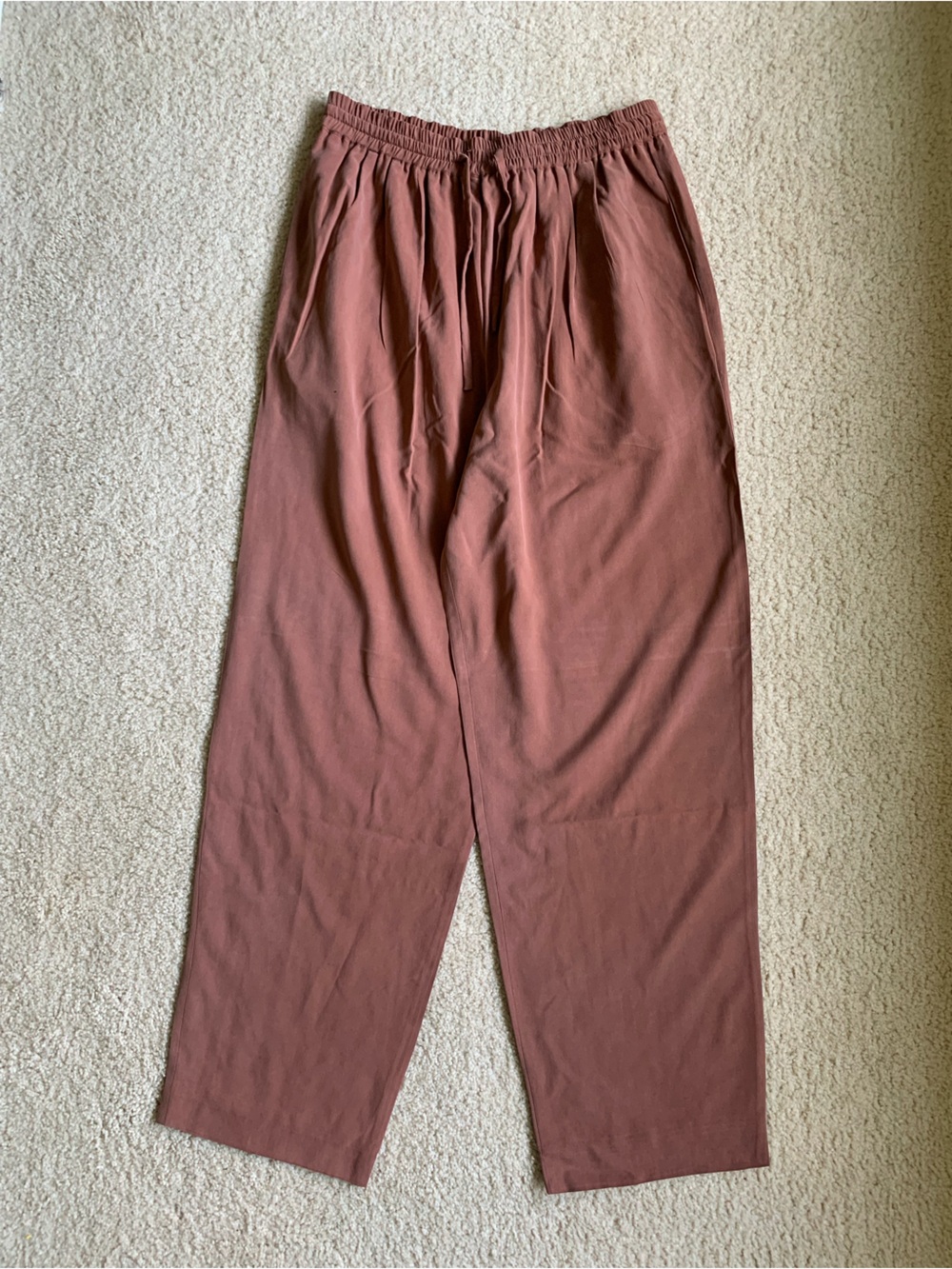 Vintage Silk Drawstring Wide Leg Pant